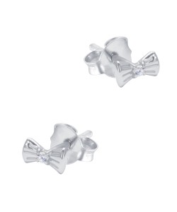 Lovely Bow Shaped CZ Silver Stud Earring STS-6433